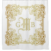 Jubileum Classic Gold Lijst Monogram bruiloft Douchegordijn (Voorkant)