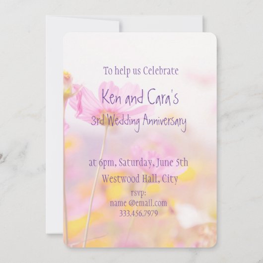 Jubileum Cosmos Garden Flower Kaart (Achterkant)