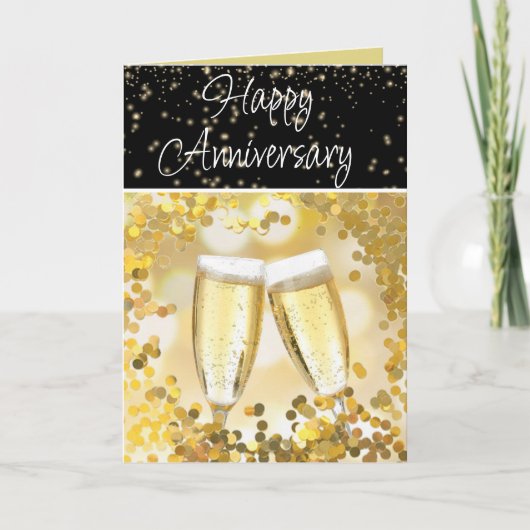 Jubileum Couple Celebration Champagne Flutes Kaart (Voorkant)