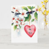Jubileum Crabapple Tree en Red Heart Kaart (Gele Bloem)