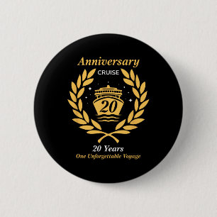 Jubileum Cruise 20 Jaar Huwelijksviering 20 Ronde Button 5,7 Cm