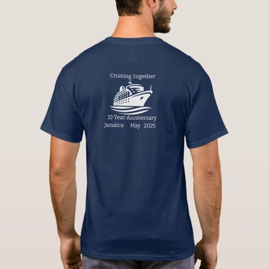 Jubileum Cruise Ocean Blue gepersonaliseerd T-shir T-shirt (Achterkant)