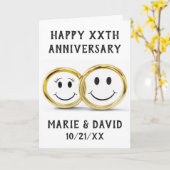 Jubileum Cute Cartoon Gold Wedding Rings Kaart (Gele Bloem)