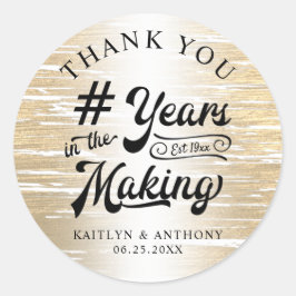 Jubileum Dank je wel Goud JAAR IN DE MAKING Ronde Sticker