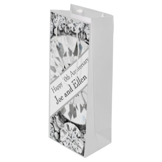 Jubileum Diamond 10e bruiloft Wijn Cadeautas (Voorkant Gekanteld)