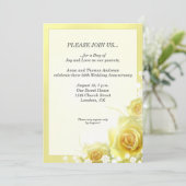 Jubileum dineruitnodiging met gele rozen kaart (Staand voorkant)