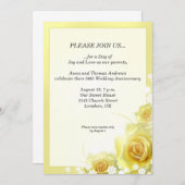 Jubileum dineruitnodiging met gele rozen kaart (Voorkant / Achterkant)