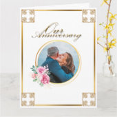 Jubileum DIY foto gouden kruis roos bloem Kaart (Gele Bloem)