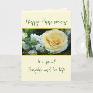 Jubileum Dochter en vrouw Gele Rose Kaart