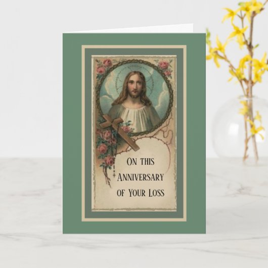 Jubileum dood verlies hield van een heilig hart kaart (Gele Bloem)