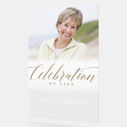 Jubileum dood viering van levensfotogeheugen acryl bord (Hoek)