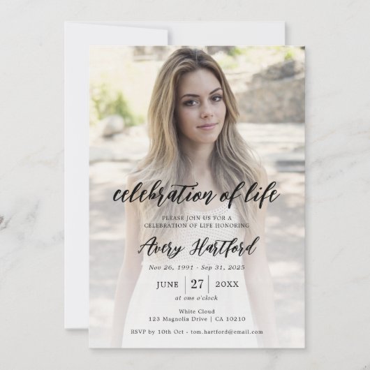 Jubileum dood viering van levensfotogeheugen kaart (Voorkant)