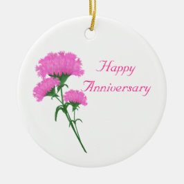 Jubileum Drie roze anjers Keramisch Ornament