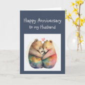 Jubileum Echtgenoot Honing Beer Dieren Kaart (Gele Bloem)