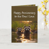 Jubileum Een Ik Hou Van Partner Wasbeer Dieren Kaart (Gele Bloem)