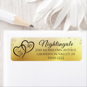 Jubileum Elegant Script Hecht Initiaal Gold Etiket