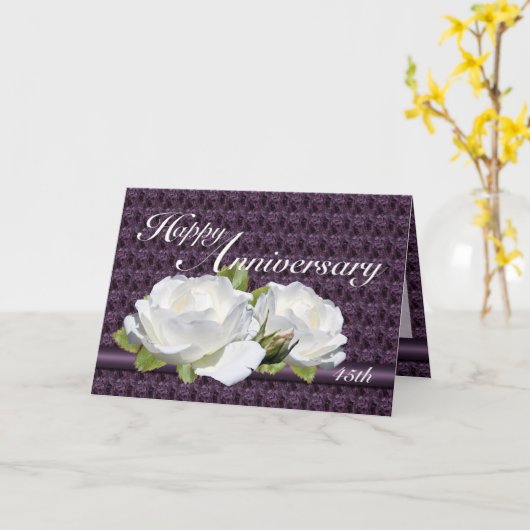 Jubileum Elegant White Roses Cards Kaart (Gele Bloem)
