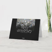 Jubileum Elegant Zwart Zilver Glanzend Diamanten Kaart (Achterkant)