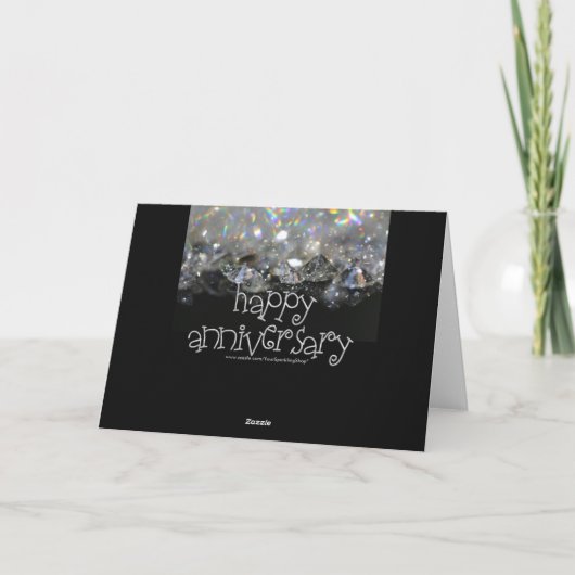 Jubileum Elegant Zwart Zilver Glanzend Diamanten Kaart (Achterkant)