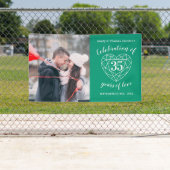 Jubileum emerald green hart gepersonaliseerde foto spandoek (Insitu)