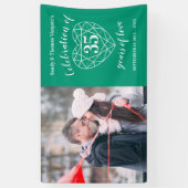 Jubileum emerald green hart gepersonaliseerde foto spandoek (Verticaal)