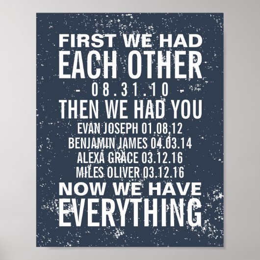 Jubileum en 4 Gezinnen Verjaardagen Aangepaste afd Poster (Voorkant)