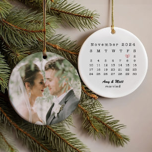 Jubileum en trouwfoto terug ornament
