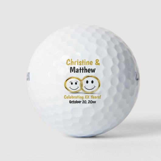 Jubileum Favor Cute Cartoon Wedding Ring Couple Golfballen (Voorkant)