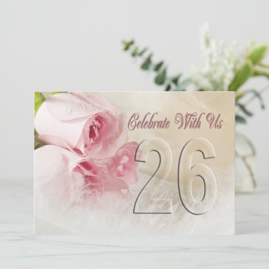 Jubileum feestuitnodiging voor 26 jaar kaart (Staand voorkant)