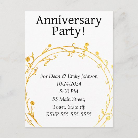 Jubileum feestuitnodigingen uitnodiging briefkaart (Voorkant)