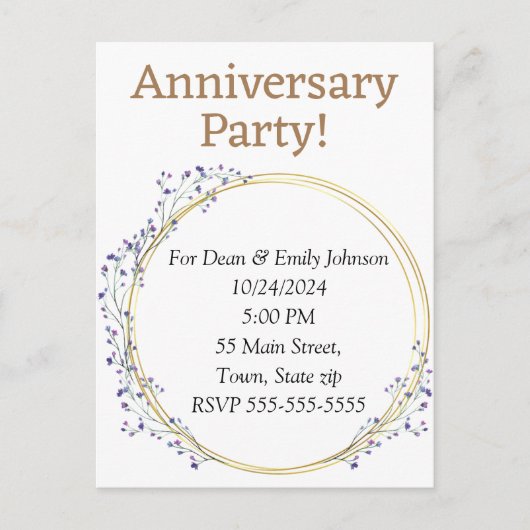 Jubileum feestuitnodigingen uitnodiging briefkaart (Voorkant)