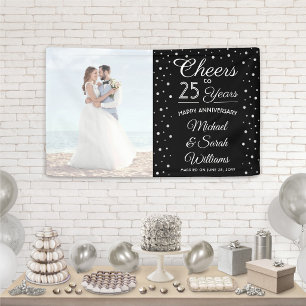 Jubileum Felicitaties Elegante Foto Zwart & Wit Spandoek