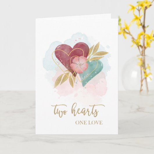 Jubileum feliciteert Waterverf Two Hearts Kaart (Gele Bloem)