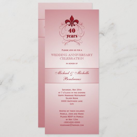 Jubileum Fleur de Lis Ruby Kaart (Voorkant / Achterkant)