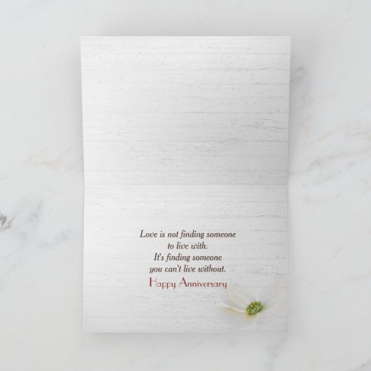 Jubileum Floral Love Text on Wood Kaart (Binnen)