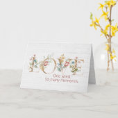 Jubileum Floral Love Text on Wood Kaart (Gele Bloem)