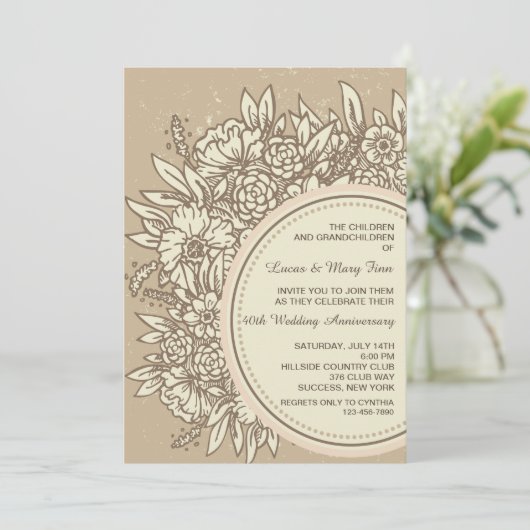 Jubileum Flowers Uitnodiging (Staand voorkant)