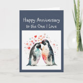 Jubileum Forever Liefde & Vriend Pinguïn Vogels Kaart (Voorkant)