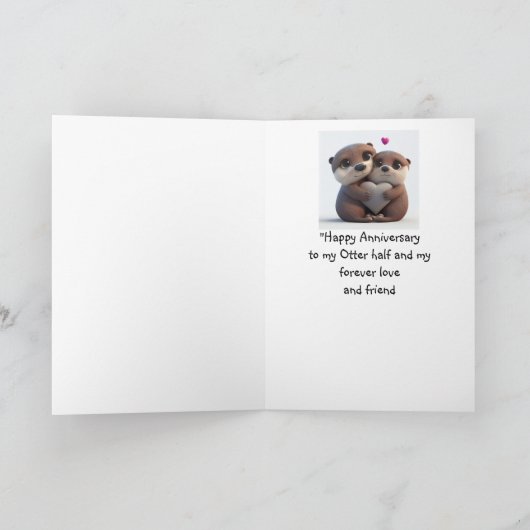 Jubileum Forever Liefde & Vriend Schattige Otters Kaart (Binnen)