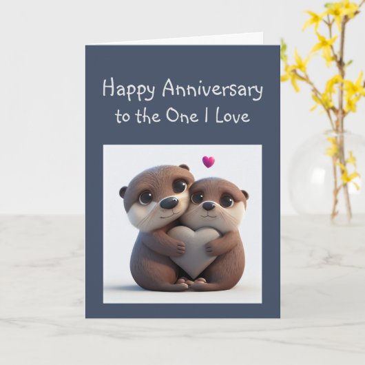 Jubileum Forever Liefde & Vriend Schattige Otters Kaart (Gele Bloem)