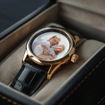 Jubileum foto gepersonaliseerd horloge<br><div class="desc">Elegant design met een persoonlijke foto perfect voor kerstcadeautjes,  als cadeau voor Vaderdag,  trouwdag,  enz.</div>