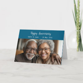 Jubileum Foto Gevouwen Jubileum Kaart Blauw