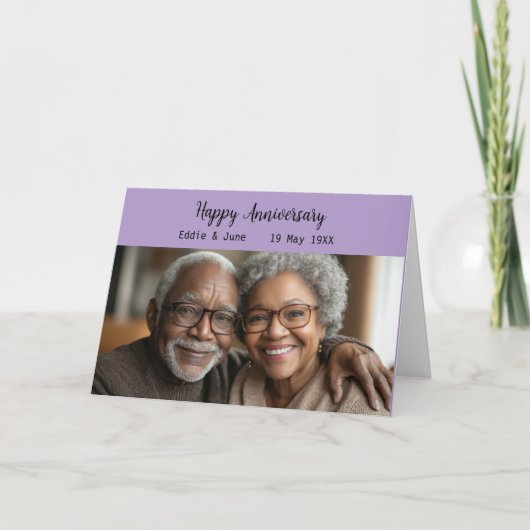 Jubileum Foto Gevouwen Jubileum Kaart Paarse (Voorkant)