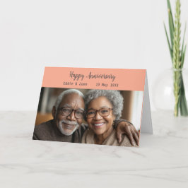 Jubileum Foto Gevouwen Jubileum Kaart Perzik