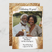 Jubileum foto Modern Invitation White Kaart (Voorkant / Achterkant)