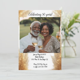 Jubileum foto Modern Invitation White Kaart