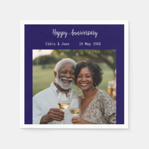 Jubileum Foto Modern Napkins Navy Blue Servet