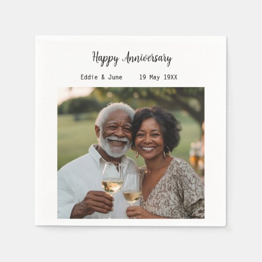 Jubileum foto Modern servetten wit (Voorkant)