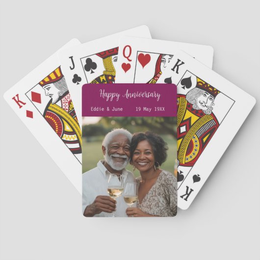 Jubileum Foto Moderne Poker Kaarten Cranberry (Achterkant)