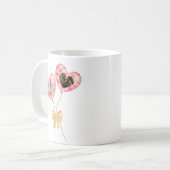 Jubileum foto mok - rode ballonnen met gezicht (Voorkant links)